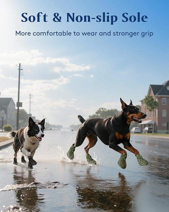 Dog Shoes for Hot Pavement, Breathable Dog Boots Paw Protectors with Adjustable Straps & Non-Slip Sole, Easy On & Off, Waterproof, Easy-Cleaning (White Star Confetti, XL)