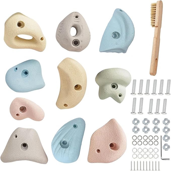 Premium Resin Rock Climbing Holds for All Ages, Large Training Rock Climbing Wall Grips Indoor/Outdoor, Rock-Like Texture Climbing Wall with Mounting Hardware