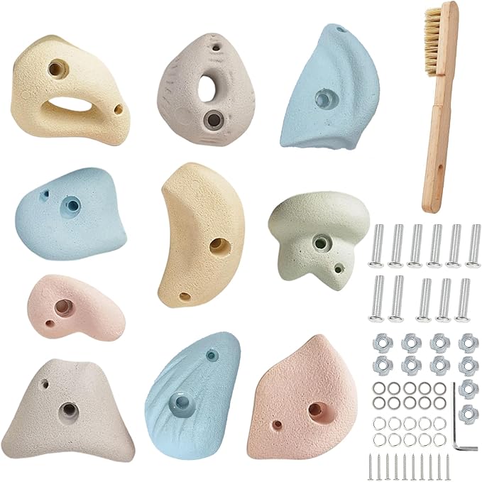 Premium Resin Rock Climbing Holds for All Ages, Large Training Rock Climbing Wall Grips Indoor/Outdoor, Rock-Like Texture Climbing Wall with Mounting Hardware