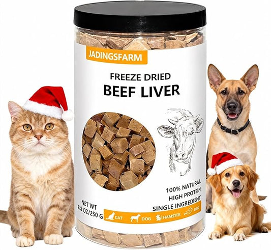 Freeze-Dried Raw Beef Liver Dog Treats, Single Ingredient, High Protein, Grain Free, Gluten Free, Healthy Training Treats & Meal Topper 8.8 oz