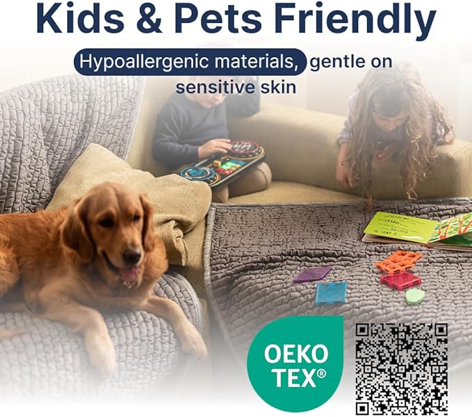 PAULATO BY GA.I.CO. Waterproof Blanket for Bed – King Absorbent Couch Cover – Machine Washable Stain-Resistant Pad for Large Sofa – Pets Cat & Dog Friendly Furniture Protector - Macadamia