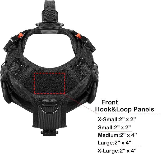 ICEFANG No Pull Tactical Dog Harness for Small Dogs,Adjustable Dog Vest | Control Handle,MOLLE Panel,Front Hook,3 Leash Clips,Soft Padded,for walking training,Black,Small
