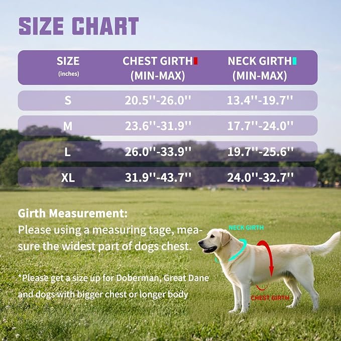 AUROTH Dog Harness for Large Dogs No Pull Tactical Harness and Leash Set | with Leash Clips, LED light clip, Breathable Mesh Padded No Choke, Easy Walking and Training, Purple, Large