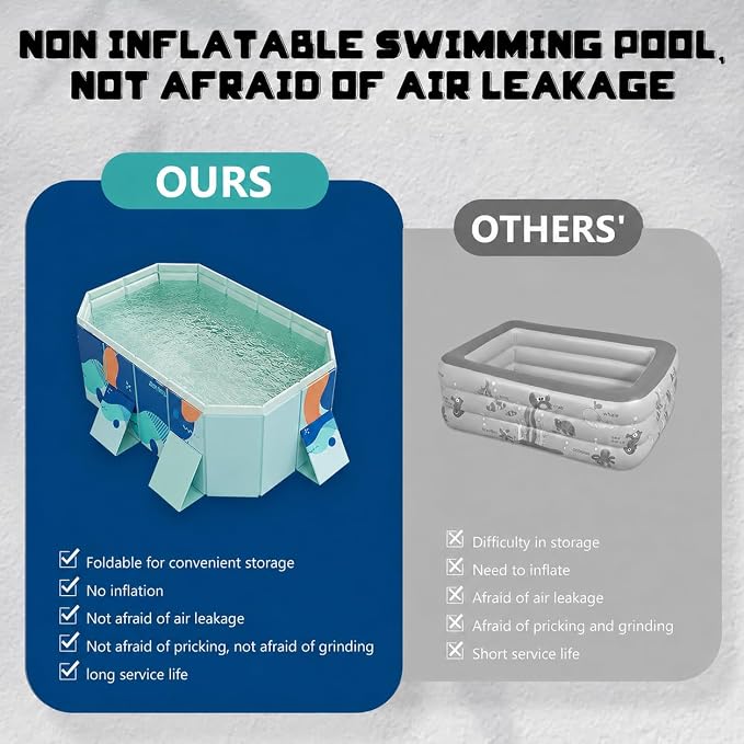 61" Foldable Dog Bath Pool, Non-Inflatable Hexagonal Pet Bath Tub for Medium to Large Dogs, Thickened PVC Collapsible Dog Pool with Drain Hole, Non-Slip Base, Portable Outdoor Wash Station