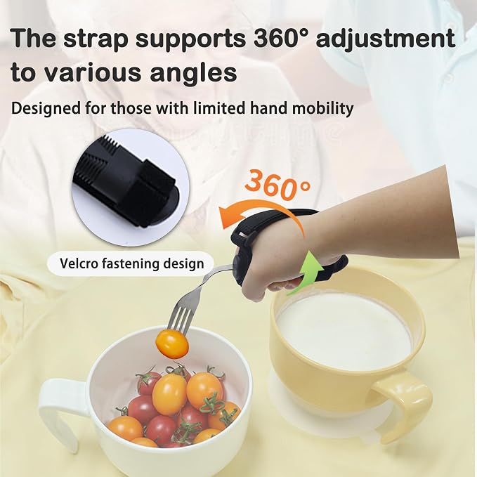 2 Pcs Adaptive Utensils Set with Spoon and Fork, Weighted Adaptive Utensils for Hand Tremors & Parkinson's & Weak Hand Grip with Non-Slip Grip,90° Angled Weighted Silverware for Arthritis