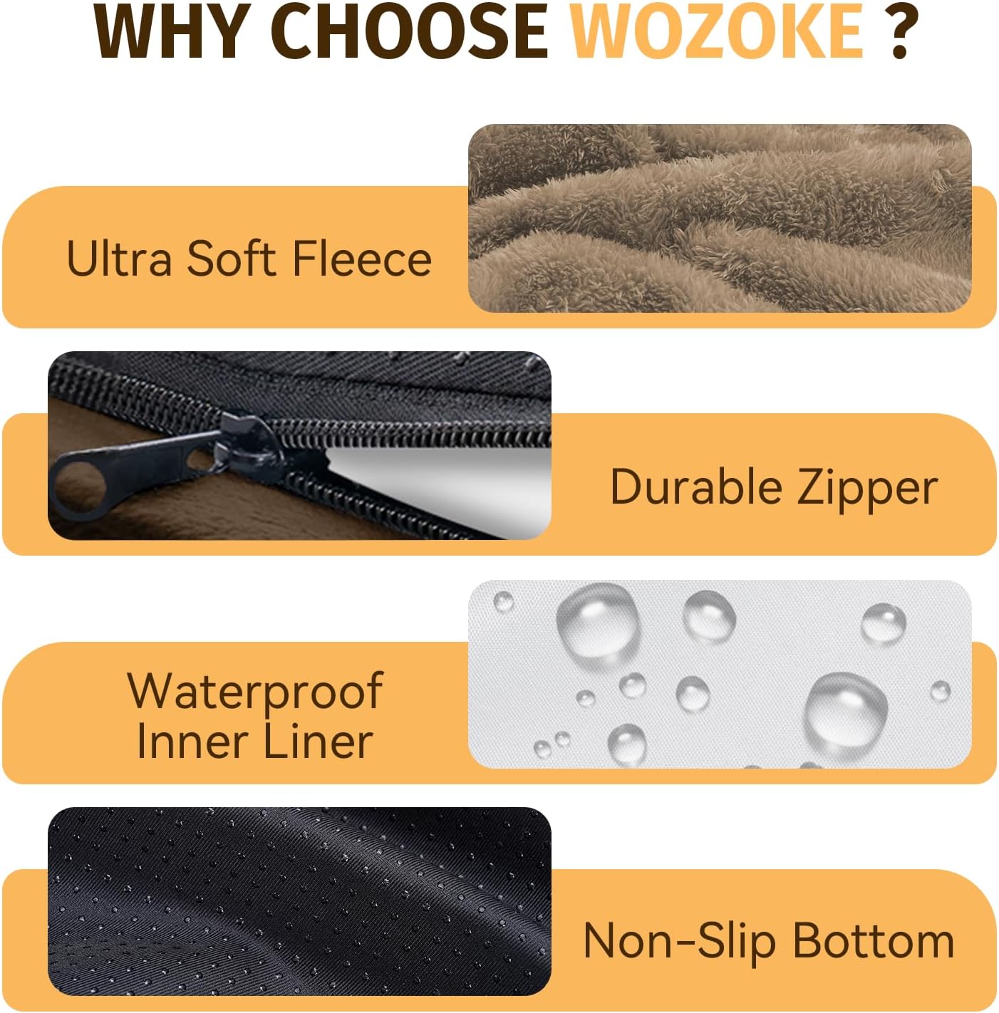 Orthopedic Washable Large Dog Bed: Cooling Dog Bed with Bolsters - Jumbo Bed Waterproof Removable Cover Non-Slip Pet Bed for Extra Large Sized - Coffee