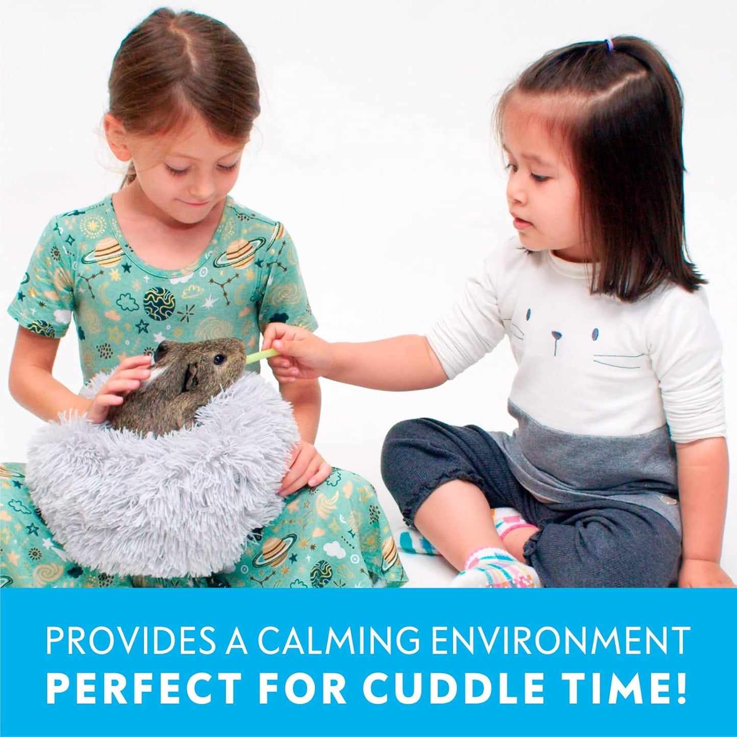 Paw Inspired Furr-O Burrowing Pet Bed with Zip-On Spandex and Fleece Bottoms for Guinea Pigs and Other Small Animals, Cozy Carrier, Hideout Enrichment Toy, Cage Accessories (Blue)