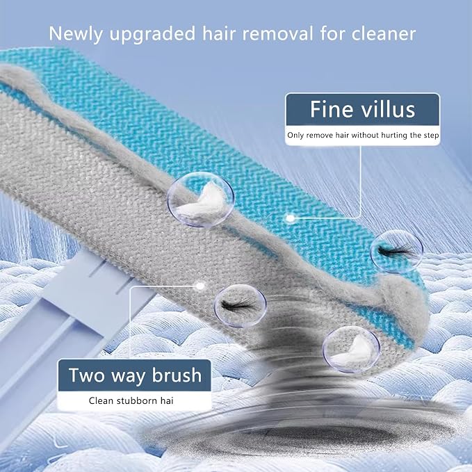 4 in 1 Pet Hair Remover with Glove, 17.7" Extra Long Handle Reusable Lint Brush, Effective Cat & Dog Fur Removal Tool for Couch, Furniture, Carpet, Clothes, Bedding, Car Seats