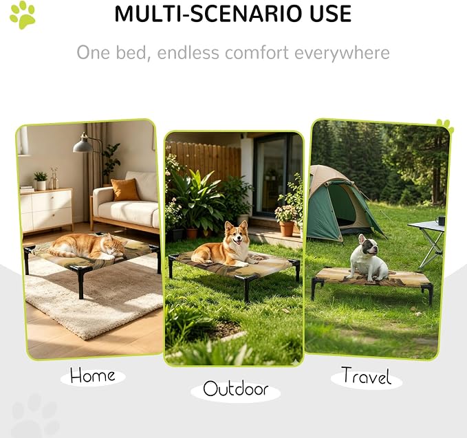 Outdoor Elevated Dog Bed for Small Dogs, Elephants Breathable Cooling Raised Dog Cot for Indoor/Outdoor, Branches Trees Modern Art Animals Waterproof Elevated Pet Beds, S 20 x 20 in