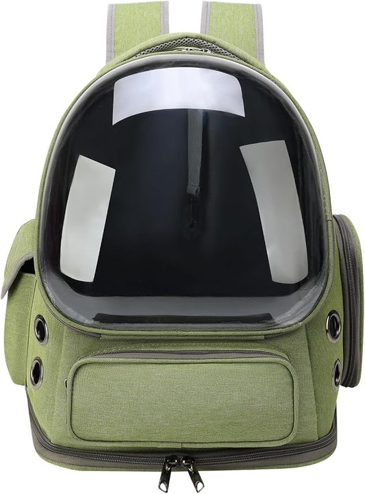 Cat Backpack Carrier for Cats and Small Dogs, Breathable Cat Bubble Backpack, Airline Approved Pet Travel Carrier for Hiking Camping Outdoor(Green)
