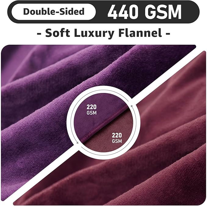 LOOBANI Waterproof Blanket for Queen Bed, Reversible Purple Flannel 80"x90" | Waterproof Dog Blankets for Large Dogs, Spill-Proof Couch Cover for Family Movie Nights, Camping, Travel, Noise Free
