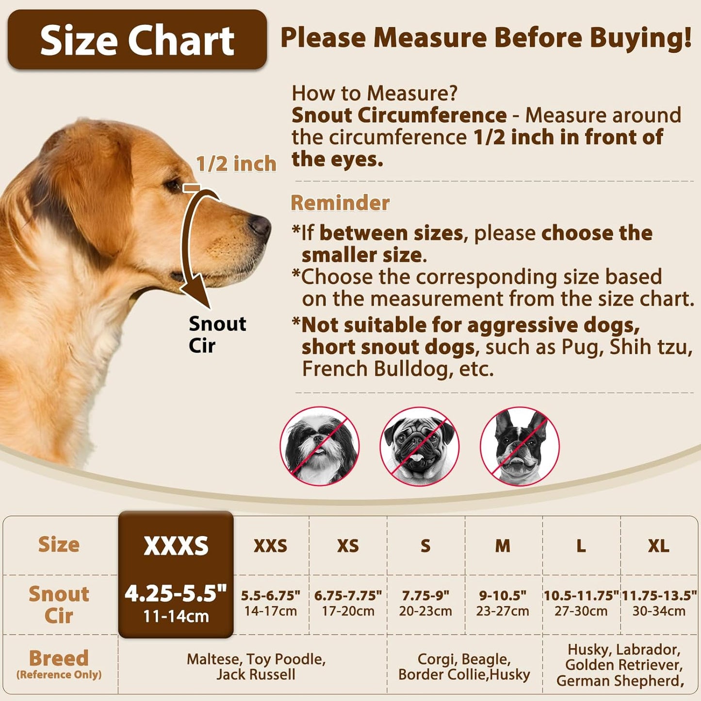 Crazy Felix Nylon Dog Muzzle for Small Medium Large Dogs Dachshund Beagle Poodle Labrador, Air Mesh Breathable and Drinkable Pet Mouth Guard for Anti-Biting Chewing Scavenging(XXXS, Black)