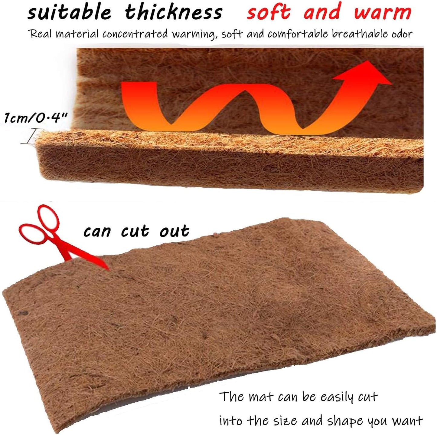 Hamiledyi Reptile Carpet 40" L x 16" W Natural Coconut Fiber Tortoise Carpet Mat for Pet Terrarium Liner Reptile Supplies for Lizard Snake Chamelon Turtle Bedding Bunny Rabbit Mat