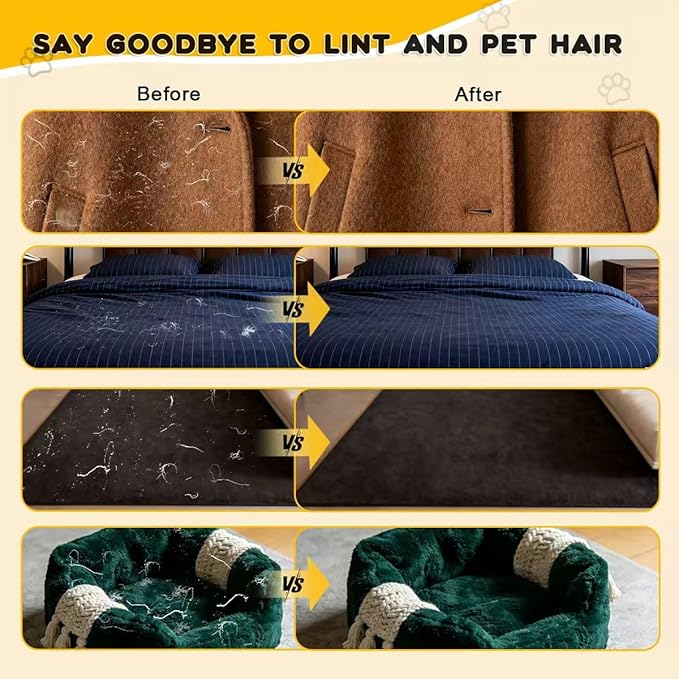 CAIBAO Electrostatic Pet Hair Removal Gloves: Quick Wiping - Reusable & Washable for Sofa Clothing Pet Beds Effortless Cats & Dogs Hair Remover for Busy Pet Owners (2pcs-Black)