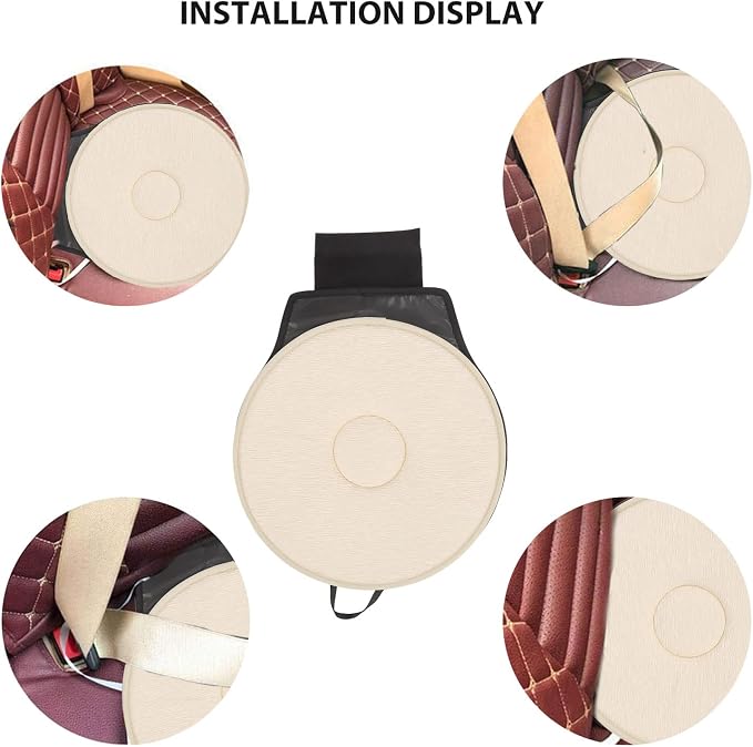 360 Rotating Seat Cushion for Car,Swivel Seat Cushion for Car for Elderly, 360 Rotating Car Seat Non Slip Cushion Support, Portable Rotating Car Seat Cushion for Elderly, Adult and Pregnant (Beige)