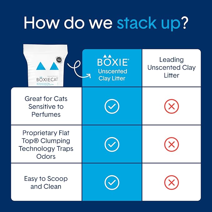 Boxie® Unscented 30 Day Natural Odor Control Cat Litter, 16lb Clumping Clay Kitty Litter (Pack of 2)