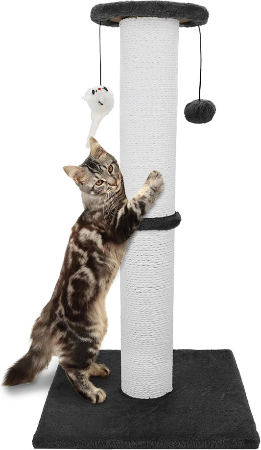 Cat Scratching Post 34 Inches Heavy Duty and Thicker Cat Scratching Post Cotton Rope with Hanging Ball and Mice Scratching Post for Indoor Cats and Adult(Black)
