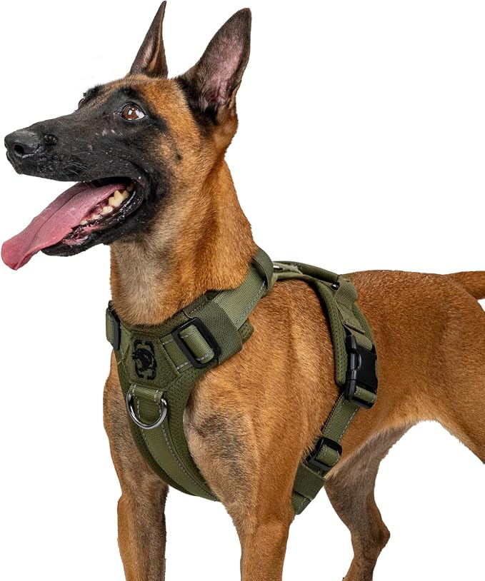 OneTigris Soft Padding No Pull Dog Vest Harness for Medium and Large Dogs | High-tensile Nylon, Adjustable, Reflective, 1 Handle, 3 D-rings, Lightweight, Tough, Easy on/off Tactical Dog Harness