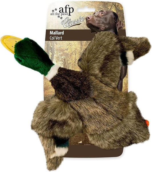 ALL FOR PAWS Duck Squeaky Doy Toy, Duck Dog Toy for Small Medium Breed, Puppy Fetch Toy with Squeaker, Plush Chew Dog Toy, 7.9 x 7.5 x 2 inches, Classic - Mallard S