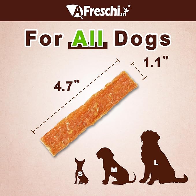 A Freschi srl Soft Chicken Dog Treats, All Natural, High-Protein, Healthy & Easily Digestible, Grain-Free Puppy Chews, Human Grade Training & Rewards Dog Snacks, Jerky Cuts, 16 oz Pack