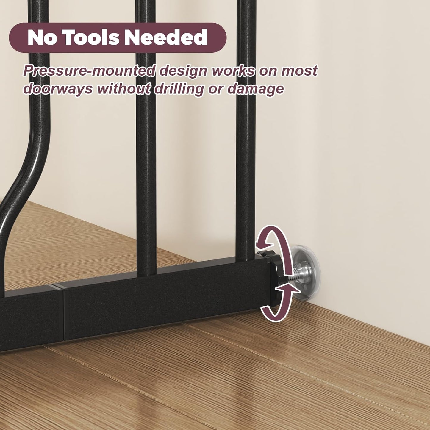 29"-51" Baby Gate for Stairs, Auto Close Stroller Friendly Dog Gate Indoor for Doorways, Pressure Mounted Baby Gate, Easy Walk Through Gate for Children & Pets, Black