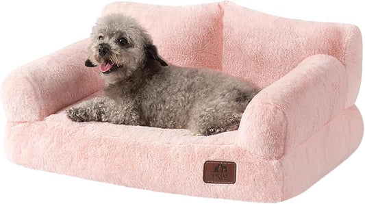 Hollypet Small Dog Large Cat Bed Puppy Couch Beds for Pets up to 25 lbs | Fluffy Dog Cat Couch Plush Soft Warming Pets Beds with Machine Washable Cover and Non-Slip Bottom
