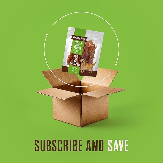 Waggin' Train Chicken Jerky Dog Treats, Made with 100% Real Chicken Breasts, Only Two All-Natural Ingredients, Great High Protein Dog Treat, Easily Digestible for Big or Small Dogs, 18 oz. Pouch