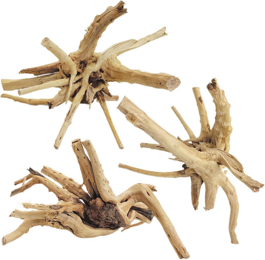 Tfwadmx Aquarium Driftwood, 7-11" Spider Wood Sinkable Driftwood for Fish Tank Decorations Natural Branches for Reptile, Assorted Spider Wood Branch Pack of 3