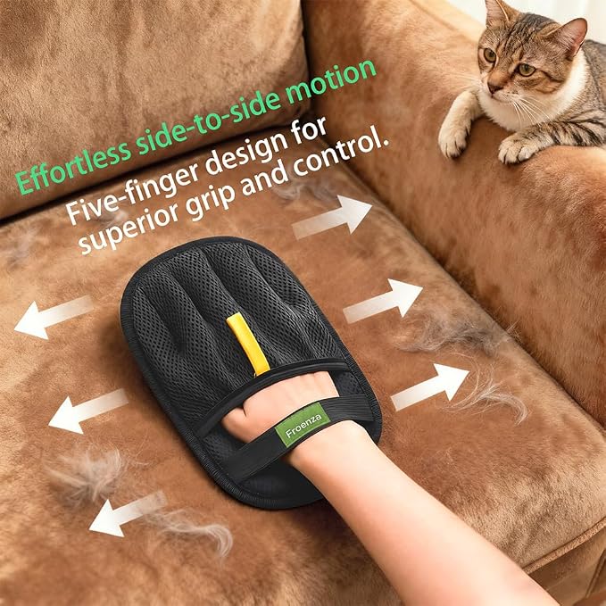 2PCS Pet Hair Removal Glove for Dogs & Cats- Upgraded 10mm Thickened Electrostatic Magic Brush- Pet Hair Remover Glove for Couch, Furniture, Clothes, Car & Carpet, Reusable Pet Hair Removal Tool