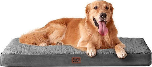 EHEYCIGA Orthopedic Dog Bed Large with Removable Washable Cover, 36IN Grey | Egg Crate Foam Support, Durable Oxford fabric, Non-Slip Bottom, Machine Washable, Soft Waterproof Plush Pet Bed Mat For Crate