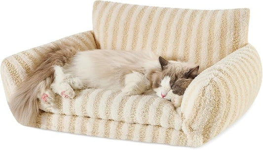 Hollypet Cat Bed Small Dog Orthopedic Couch Beds for Pets up to 20 lbs | Fluffy Multifunctional Double-Layer Warming Kitten Pet Couch Orthopedic Beds with Machine Washable Cover and Non-Slip Bottom