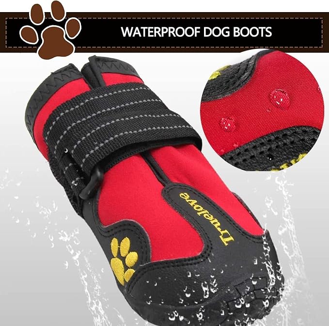 Expawlorer Anti-Slip Dog Shoes for Medium Dogs - Winter Booties with Rugged Sole & Reflective Straps, Waterproof Rain Boots, Paw Protectors for Cold/Hot Pavement, Snow Shoes for Outdoor