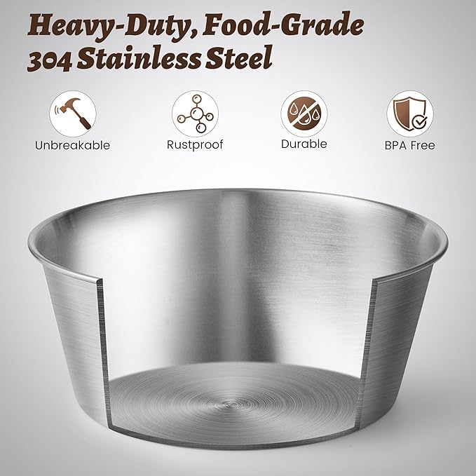 Heavy-Duty Stainless Steel Dog Bowl - Food Grade 304, Rustproof & BPA Free - Easy to Clean, Dishwasher Safe -Large (64oz, 8 Cups) Sizes for Dogs 80-110lbs