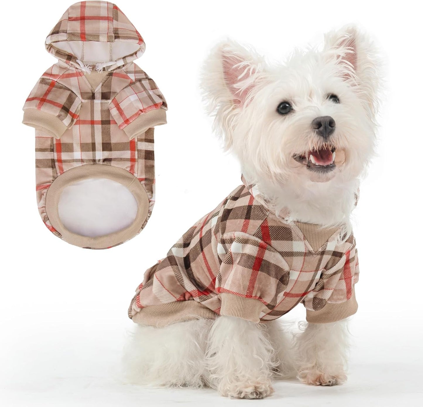 BEAUTYZOO Dog Hoodie Sweaters for Small Medium Large Size Dogs Girls Boys- Premium Quality, Ultra Soft, Superior Comfort Fit, Fleece Lined Hooded Sweatshirt- Cold Weather Pet Clothes Winter Coat,Plaid