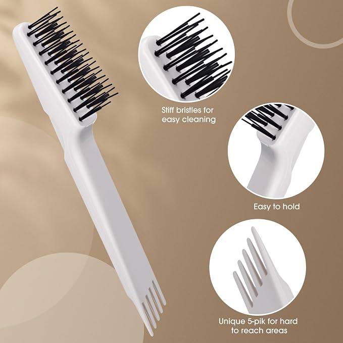 Yaomiao 2 Pcs Hair Brush Cleaner Tool 2-in-1, Gray Hairbrush Cleaner for Removing Hair Dust, Mini Comb for Removing Dirt, Home Salon Use