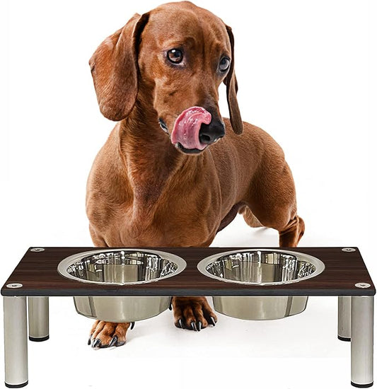Raised Pet Bowls for Cats and Dogs, Outdoor Elevated Dog Cat Food and Water Bowls Stand Feeder on Aluminum Legs with 2 Stainless Steel Bowls Sizes for Small Medium and Large Dogs. - Small (Tosca)