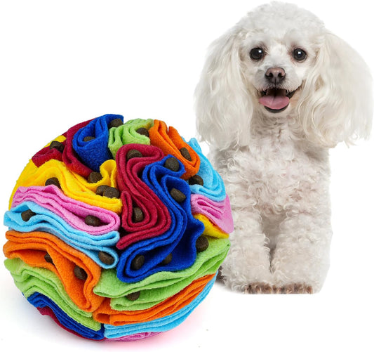 Pet Snuffle Ball, Puzzle Sniffing Interactive Dog Ball for Blind Dogs Training Stress Relief Dog Enrichment Toys Treat Machine Washable (15cm, Rainbow Color Upgrade)