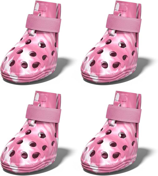 Dog Shoes for Hot Pavement, Breathable Dog Boots Paw Protectors with Adjustable Straps & Non-Slip Sole, Easy On & Off, Waterproof, Easy-Cleaning (Pink Marble, XS)
