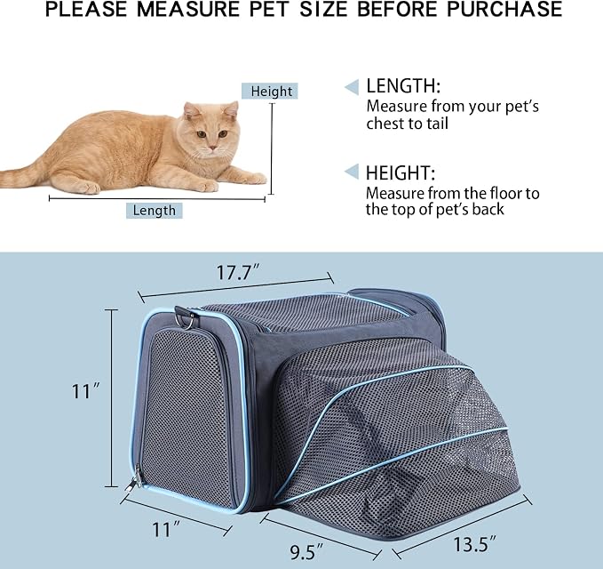 A4Pet Airline Approved Cat Carrier Dog Carriers, Soft-Sided Portable Pet Travel Washable Carrier for Cats