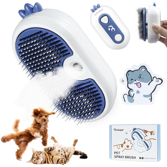Cat Steam Brush, 3 In 1 Cat Grooming Brush for Shedding, Self-Cleaning Dog Grooming, Steamy Pet Hair Removal Comb with Water Tank Anti-Static