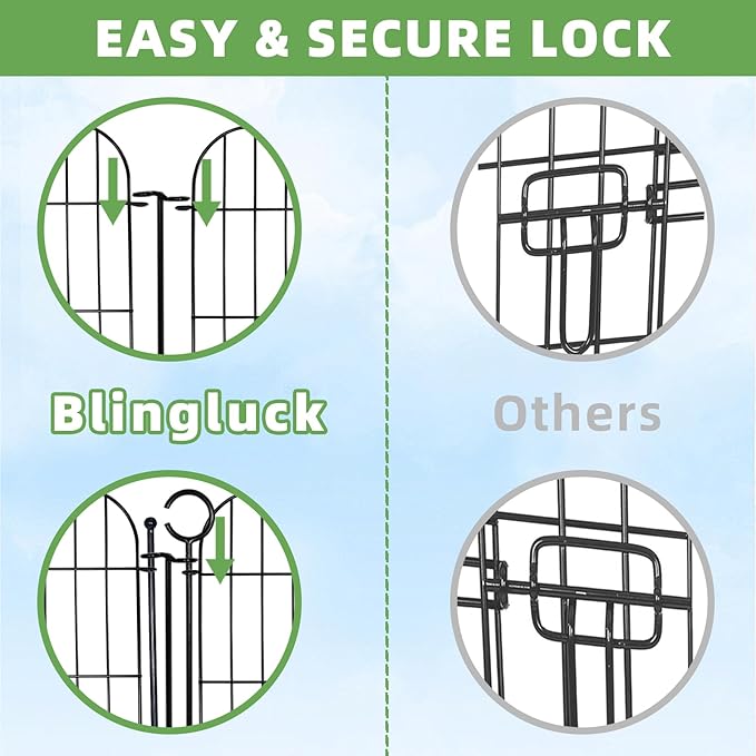 10 Panels Decorative Outdoor Garden Fence with Gate, 40 in(H) X 23.6 ft(L) Rustproof Metal Wire Panel Border for Yard, No Dig Temporary Tall Fence with Ground Stakes, Animal Barrier for Dog