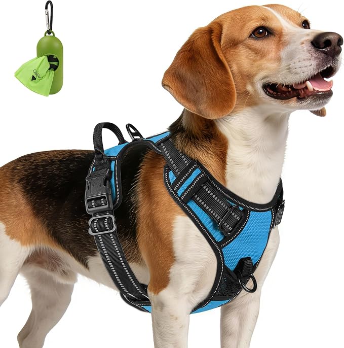 Joytale No Pull Dog Harness Medium Sized Dog, Front Clip, Sky Blue | Grab Handle for Instant Control, Padded & Adjustable Vest, Sturdy Metal D-Rings, for Safe Training & Daily Walking