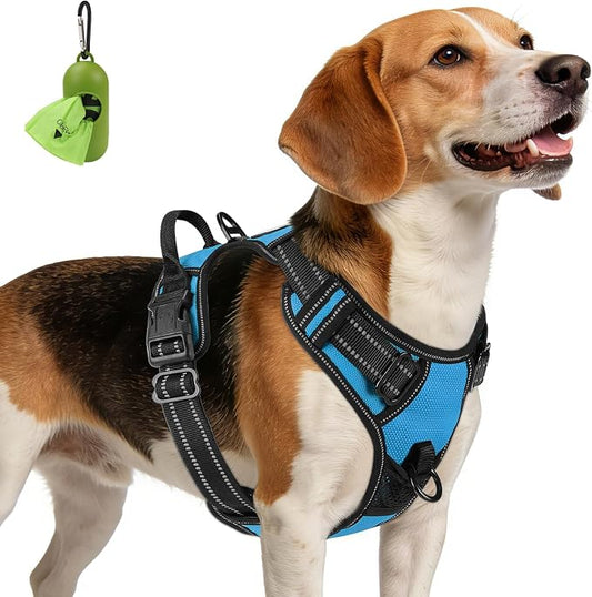 Joytale No Pull Dog Harness Medium Sized Dog, Front Clip, Sky Blue | Grab Handle for Instant Control, Padded & Adjustable Vest, Sturdy Metal D-Rings, for Safe Training & Daily Walking