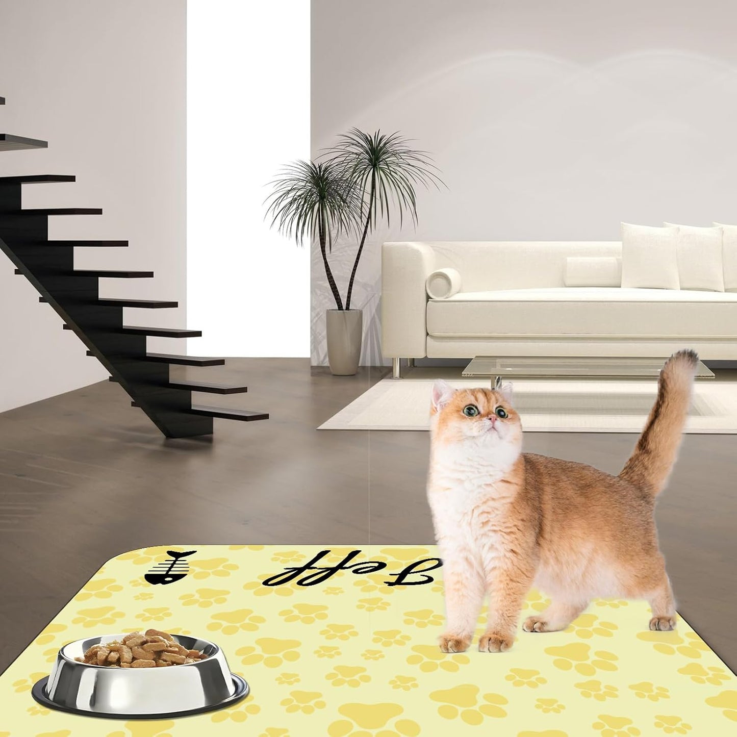Personalized Dog Cat Feeding Mat Custom Pet Food Mat Waterproof Non-Slip Customized Puppy Name Photo Placemat Dish Rug Floor Protector Gifts for Pets Lover Pattern 7