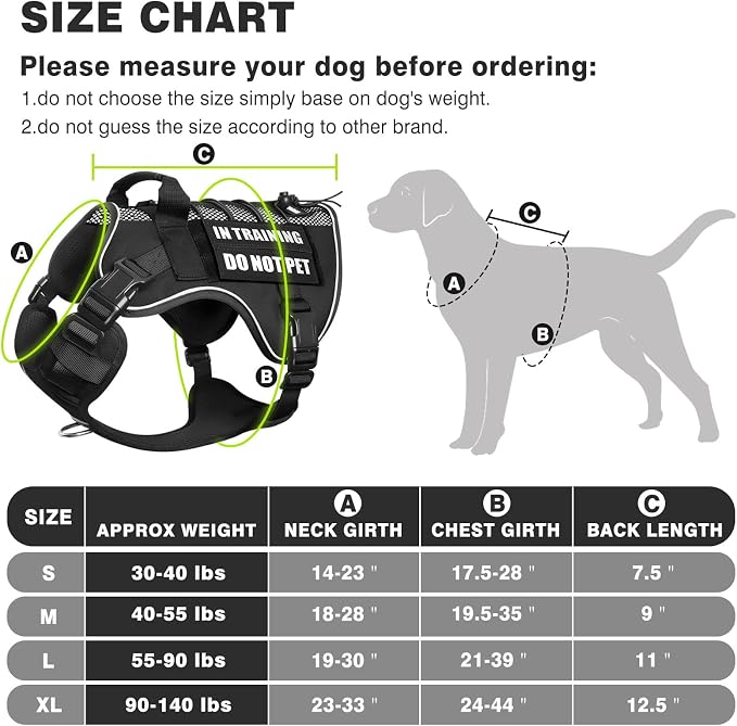 Service Dog in Training Mesh Harness with 10 Removale Pet Patches | Breathable material, adjustable straps, reflective trim, lightweight but durable, great for training, walks, and outings