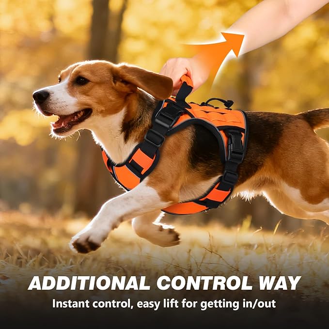 WINGOIN Orange Tactical Dog Harness for Medium Dogs,No Pull Dog Harness | Heavy Duty with Handle,Adjustable Reflective,Military K9 Pet Vest,for Pitbull Female Male,for Walking Training Hiking Hunting