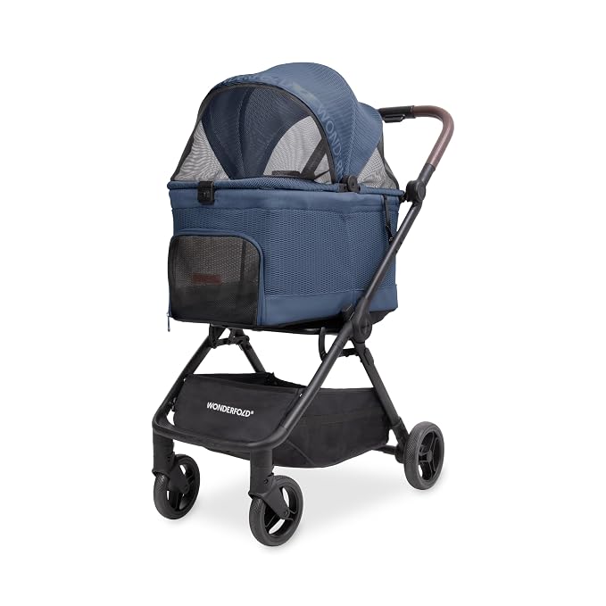WonderFold Bella Pet Stroller for Small/Medium Pets - Autofold Technology: One-Hand Quick Fold - HARBOR