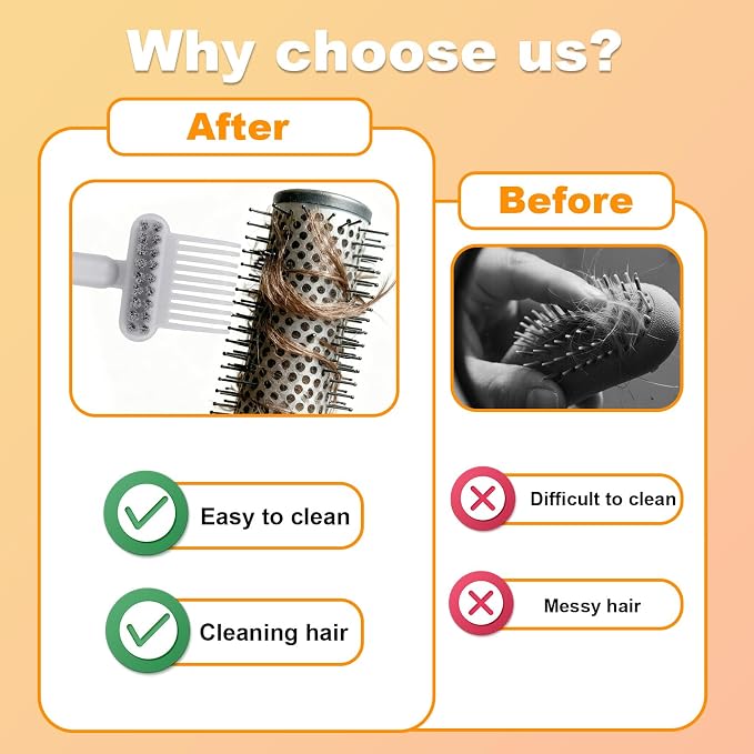 2pcs 2-in-1 Comb Cleaner with Pick and Bristles, Hair Brush Cleaner Tool Rake for Home Salon Travel Use Effectively Clear Hair Dust Grease and Dirt (White)
