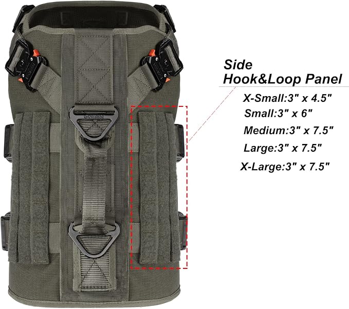 ICEFANG No Pull Tactical Dog Harness for X-Large Dogs,Adjustable Dog Vest | Control Handle,MOLLE Panel,Front Hook,3 Leash Clips,Soft Padded,for walking training,Green,X-Large