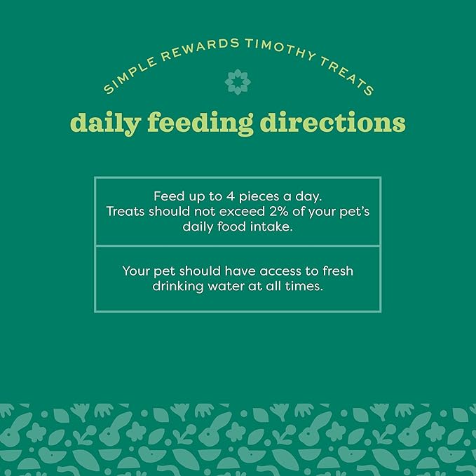 Oxbow Simple Rewards Timothy Hay Small Animal Treats, Healthy Guinea Pig, Rabbit, Chinchilla, and Hamster Snacks Made with High-Fiber Timothy Hay, Natural, Low Calcium Pet Treats, 3 oz Bag